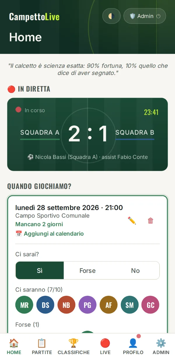 L'app con il tema chiaro
